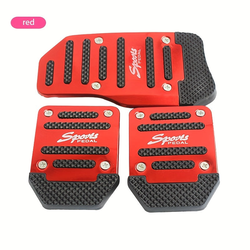 Set of 3 car pedal pads with anti-slip features for accelerator and brake pedals