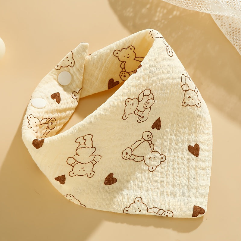 Bindi Monkey Set of 5 Soft and Gentle Kids Feeding Bibs - Adorable Cartoon Design with Snap Closure