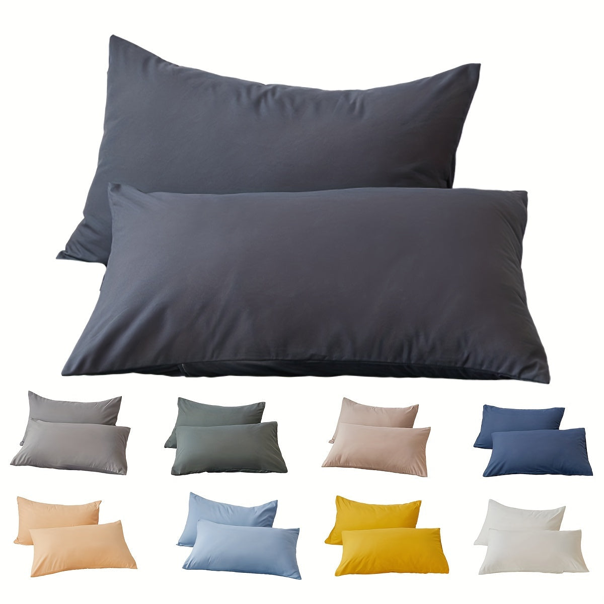 Top Pick: Set of 2 Soft Breathable Brushed Microfiber Pillowcases in Solid Color, Easily Machine Washable