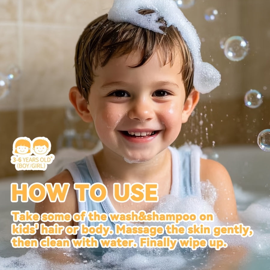 Introducing the 1pc Yaby Kindergarten Kids 2-in-1 Wash & Shampoo! Perfect for boys and girls aged 3-6, this gentle formula is designed to hydrate and nourish delicate skin and hair. With a sweet nutty aroma, this product creates a rich foam for a