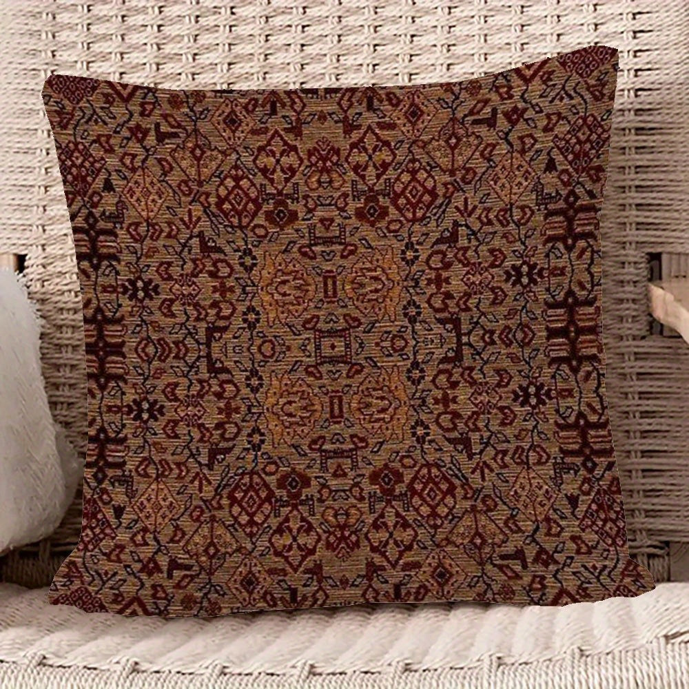 Bohemian Klassik Uslub Oltin Jigarrang Ikki Tomonlama Yostiq Qopchigi - 1 Dona, 45.72x45.72sm, Nozik Qisqa Plush Polyesterdan Yasalgan, Uy, Divan va Yotoq Xonasi Dekoratsiyasi Uchun Bezakli Yostiq Qopqog'i (Yostiq Qo'shimchasi Kiritilmagan) - DIJIULU7255