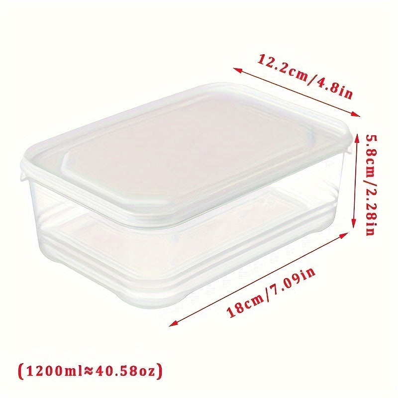 6 pieces of Polypropylene Refrigerator Storage Boxes featuring a 1200ml Large Capacity, Food Contact Safety, ideal for organizing fruits and food items, space-efficient design suitable for kitchen, outdoor picnics, ensures safety in microwave and