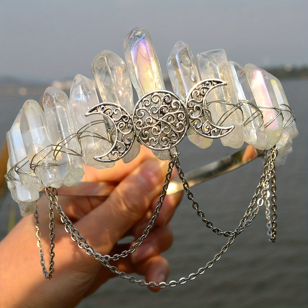 Witch Crown Headband made of Natural Stone and Alloy, perfect for eid celebrations. A stylish and elegant hair accessory for women.