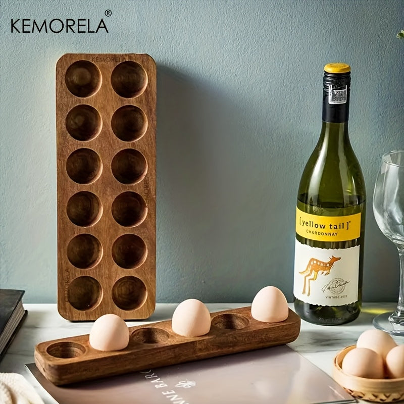 Organize your fresh eggs in style with the KEMORELA Modern Wooden Egg Storage Box. This multi-compartment kitchen organizer is perfect for home cooking and baking.