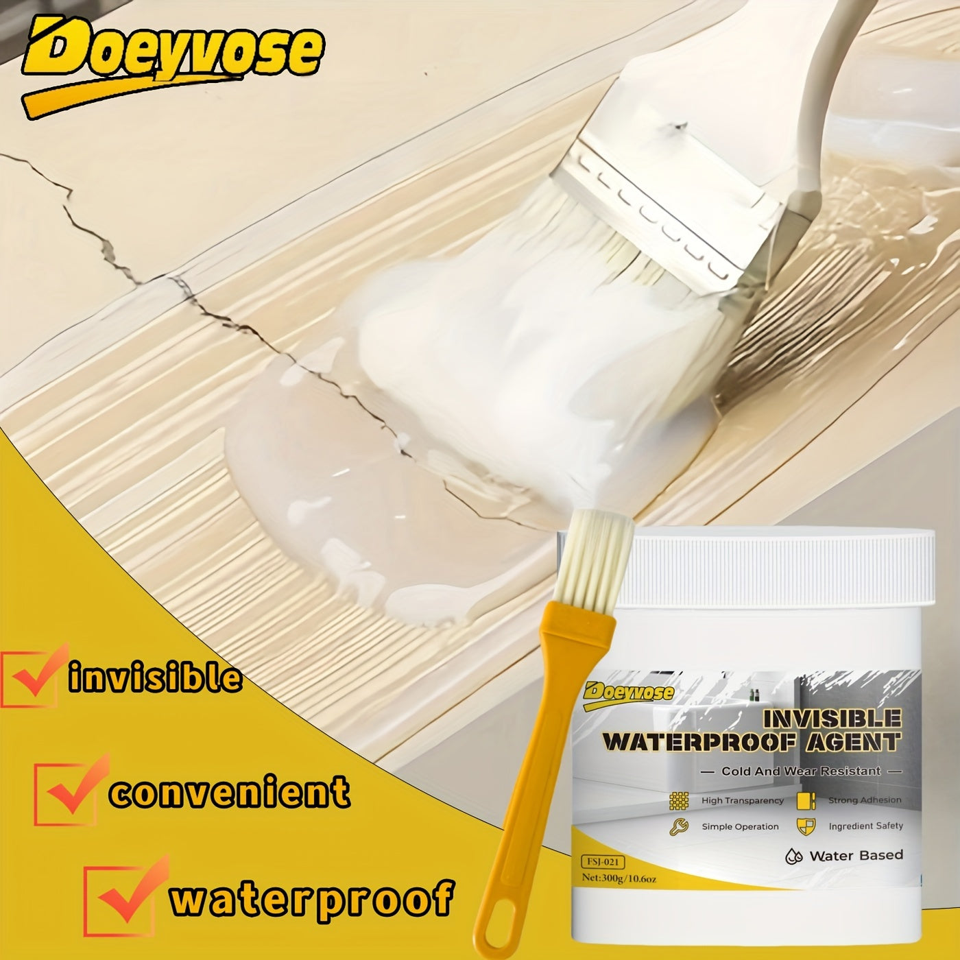 Doeyvose Invisible Waterproof Sealant for various surfaces - High-Performance sealant for RVs, windows, sinks, roofs, floors, showers - Durable & Easy to apply.