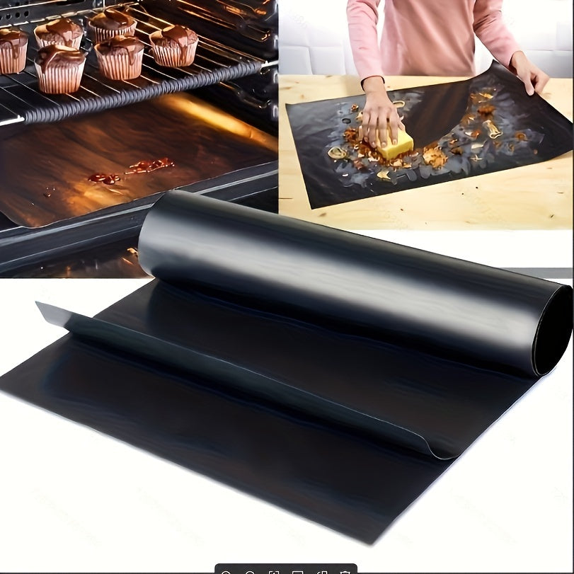 Three pieces or five pieces of reusable non-stick oven mats, each 0.2mm thick and made of Teflon. These oven liners can be used in the microwave and for baking, grilling, and cooking. They are versatile tools for the kitchen, perfect for all your baking