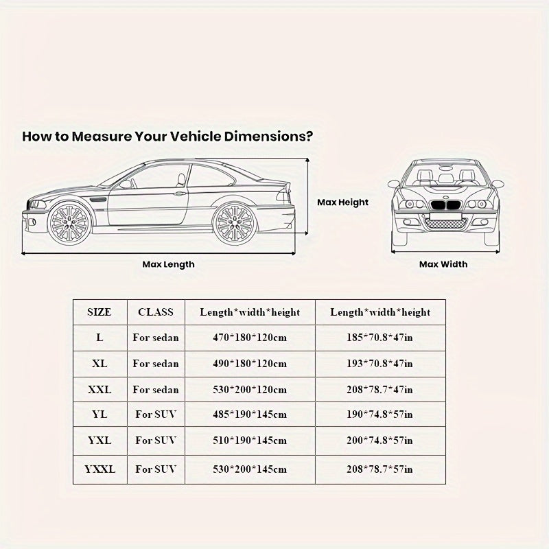 High-quality polyester car cover provides full protection against sun, rain, and snow, suitable for most car models.