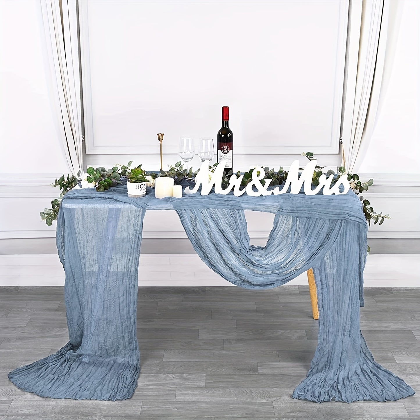 1pc Wrinkled Table Flag, Cheesecloth Table Runner, Gauze Tablecloth: Bohemian chic décor for weddings, showers, and parties.