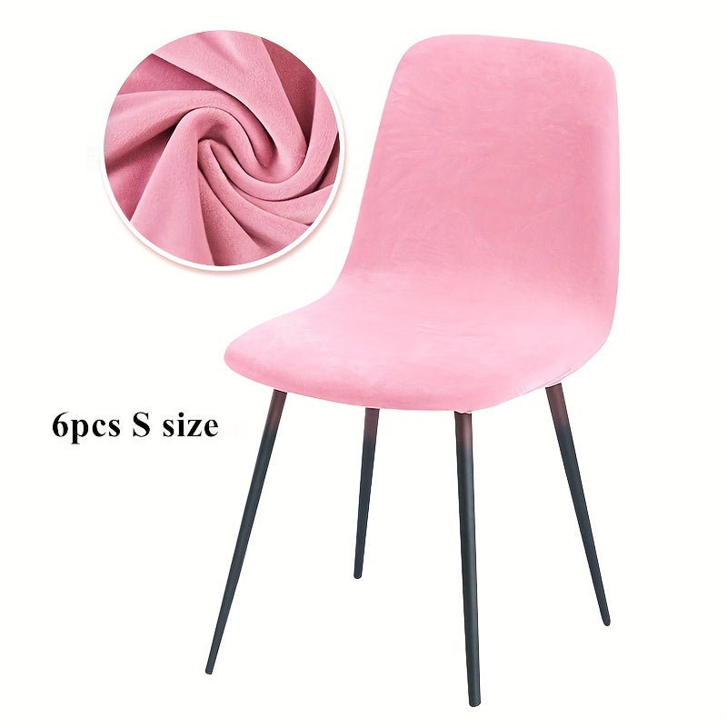 Arc-shaped short back chair slipcover made of velvet fabric, suitable for bar chairs in dining rooms and home offices.