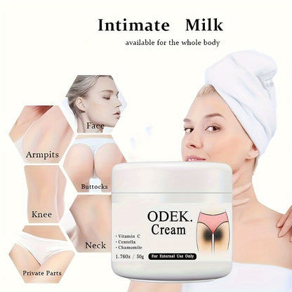 ODEK Radiant Glow Body Cream- 50g, Fragrance-Free, Moisturizing Lotion for Underarms & Intimate Areas, Suitable for All Skin Types.