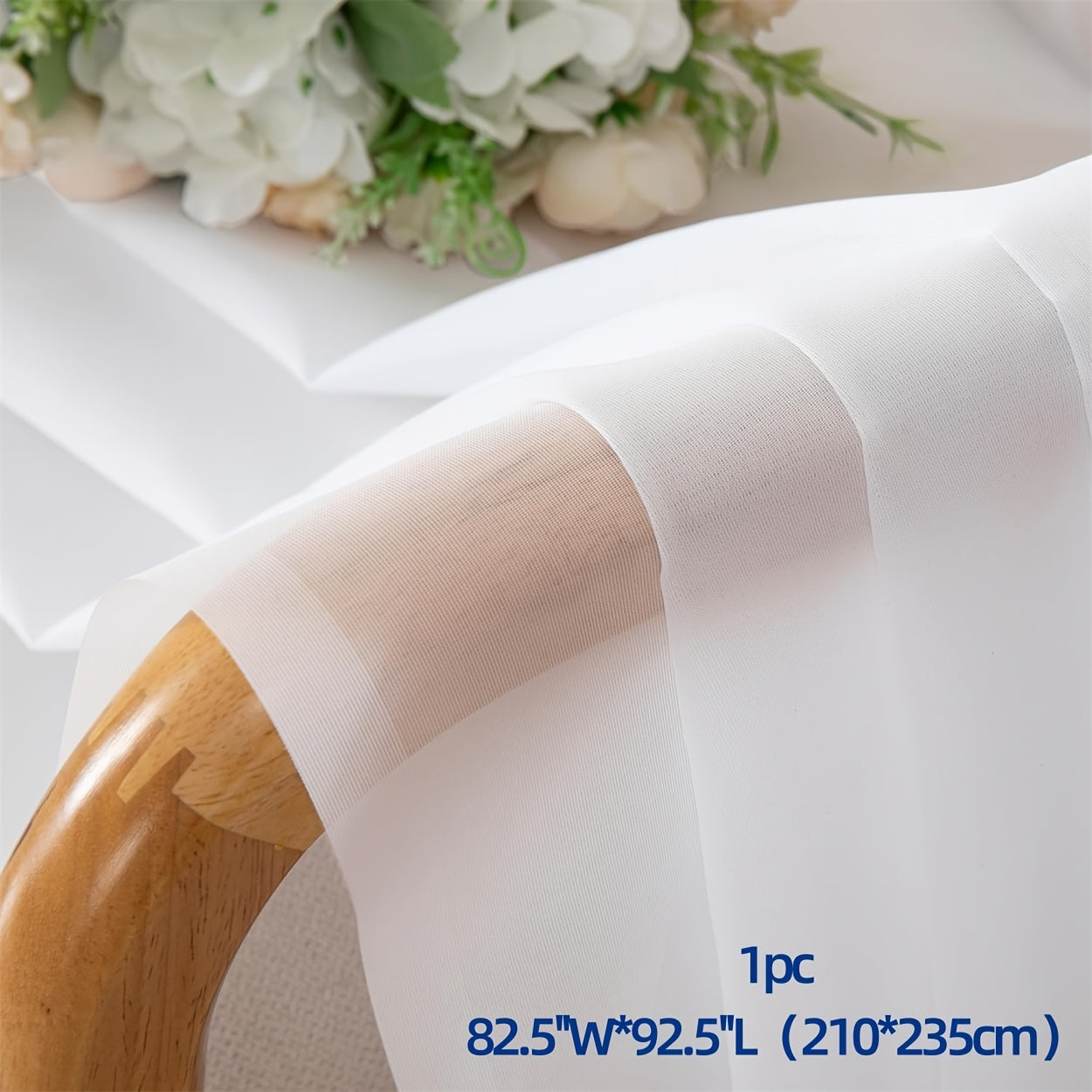 White Sheer Voile Curtain with Rod Pocket, Ideal for Living Room, Bedroom, Office, and Home Decor