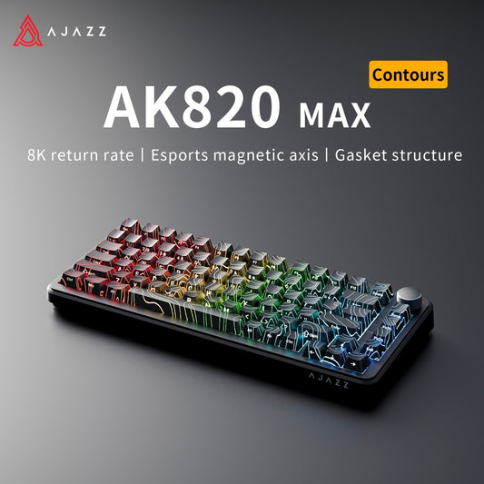 AK820 MAX is an upgraded mechanical keyboard with a magnetic switch, Type-C wired connection, and cool RGB lighting effects, suitable for gaming, esports, and office use.