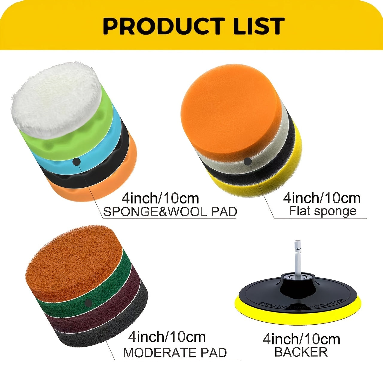 Set of 15 Drill Brush Attachments, includes Multi-Purpose Scrub Pads and Buffing Pads, Power Scrubber with Extension. Perfect for Car Polishing, Cleaning Supplies, and ideal for use in Living Room, Bedroom, Bathroom, Toilet, Kitchen, and Patio. No