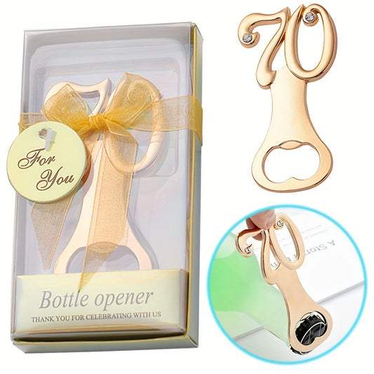 1pc Golden Metal 70th Birthday Beer Opener - Perfect for parties and special occasions. Ideal for weddings, birthdays, and holidays.