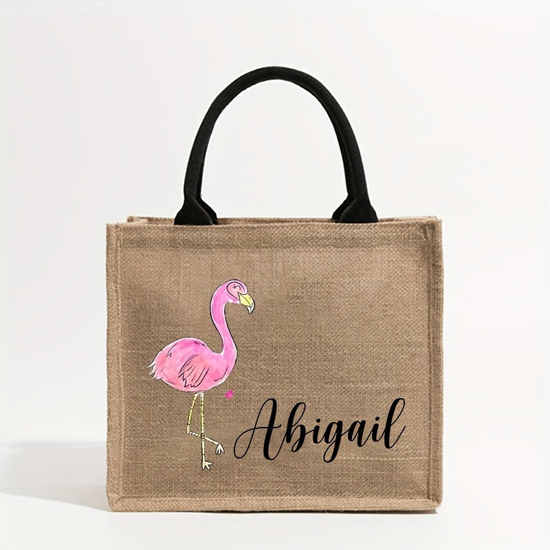 Large Beach Bag with Flamingo Pattern, Customized Monogram Tote Bag, Perfect Gift for Flamingo Enthusiasts