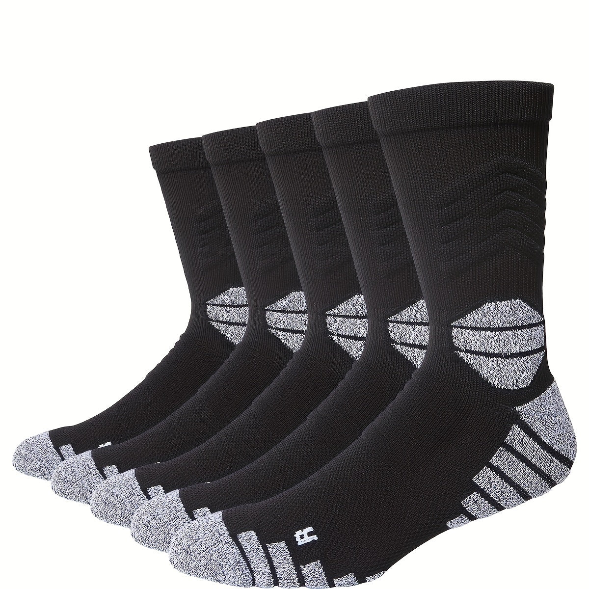 5 pairs of Wubenzhi men's basketball socks with cushioning performance