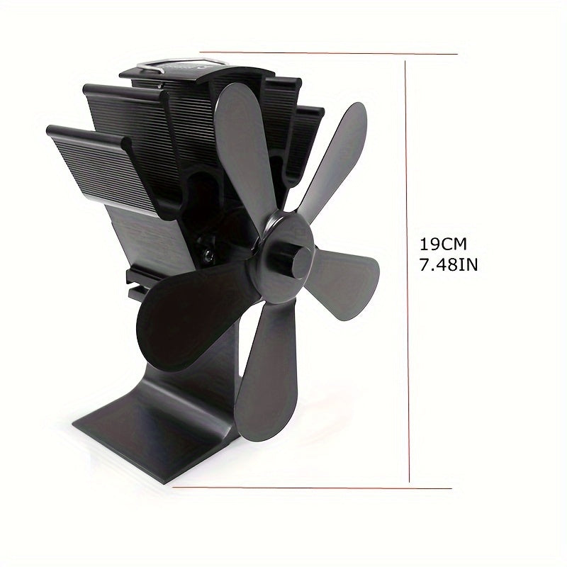 This high-speed 4-blade wood stove fan efficiently distributes heat with its high-quality, battery-free design. Made from sturdy painted metal, it is ideal for promoting air circulation and cooling in any space, whether at home, in the office, or