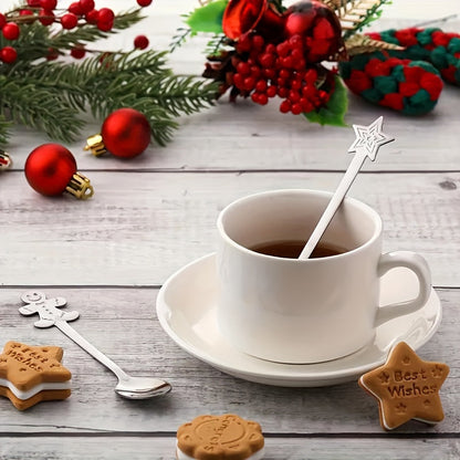 Get a set of 12/20 charming Christmas spoons made of top-quality stainless steel. These mini spoons are ideal for stirring coffee, tea, cocktails, milkshakes, and jams. They make the perfect festive table decoration for Christmas parties with 4 different