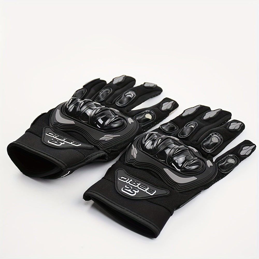 Breathable, anti-fall motorcyclist gloves for men and women, with touch screen capability.