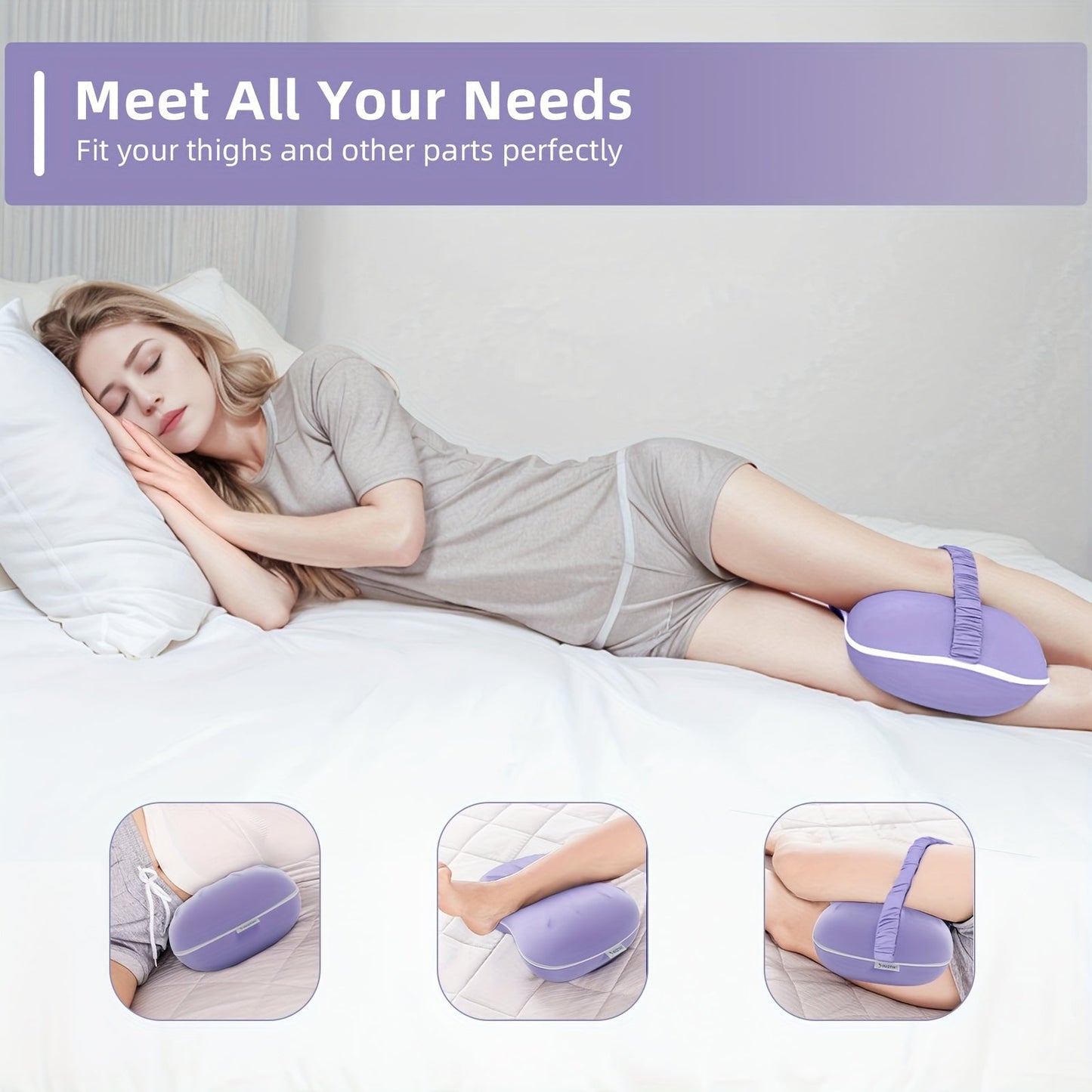 Memory Foam Leg Pillow designed for side sleepers to provide relief from Sciatica, Back, Hips, Knees, and Joints - Includes a removable and washable cover - Ideal for both Pregnancy and Nursing purposes.