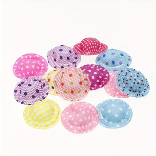 A collection of 100 assorted flat round hats in various styles and colors, perfect for creating jewelry and other accessories.