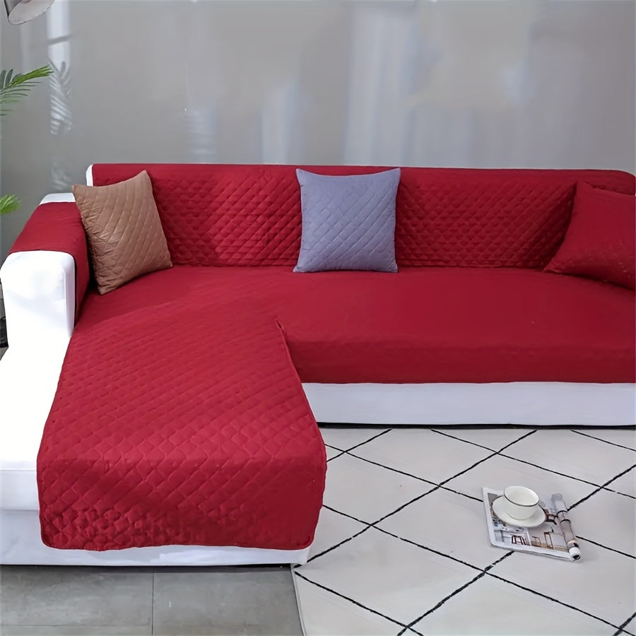 Waterproof, reversible L-shaped sofa slipcover for pets, ideal for home decor.