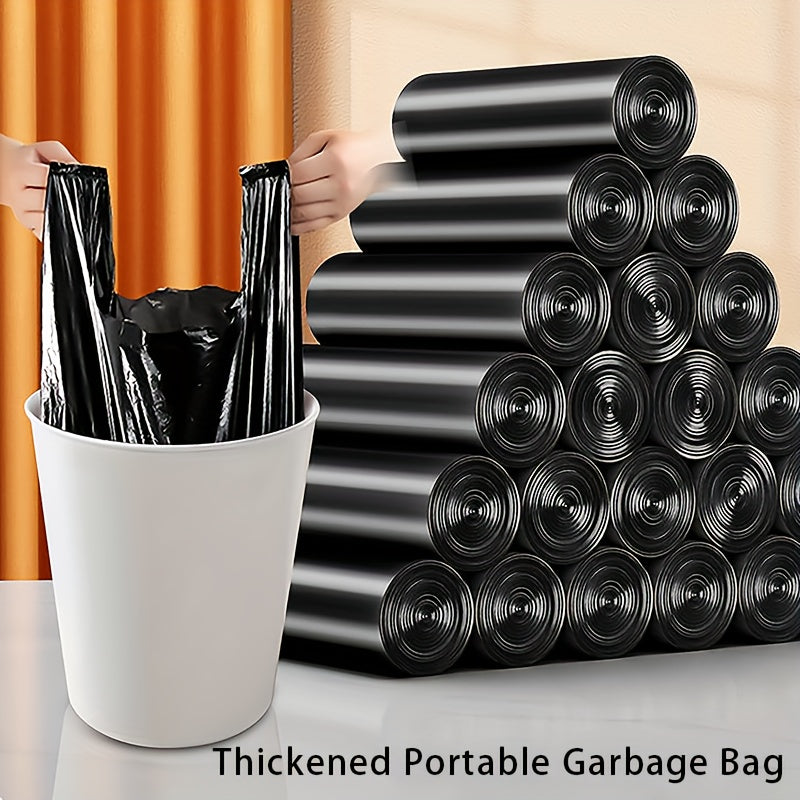 Joybos Heavy Duty Polypropylene Trash Bags are versatile and durable with 400 bags included. These bags feature vest style handles and are leak-resistant, making them ideal for use in the kitchen, bedroom, bathroom, and office.