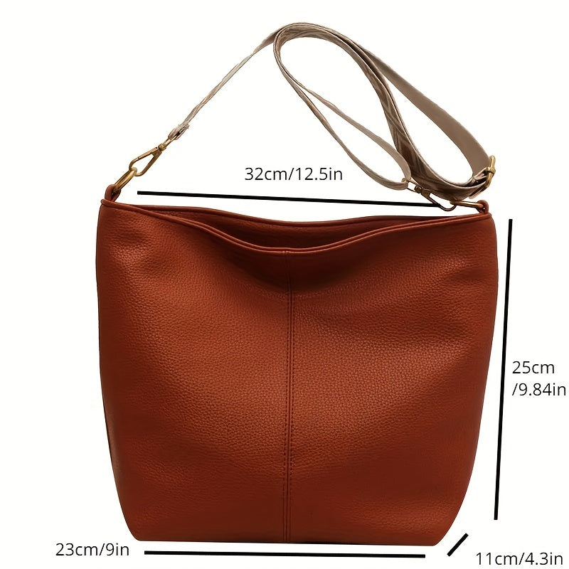 Large Capacity Crossbody Bag made of PU material for casual use.