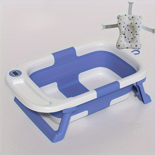 Foldable bathtub for children with temperature sensor - Made from safe, easy-to-clean plastic for children up to 3 years old - Ideal for sitting or lying down - Must-have accessory for children's care.