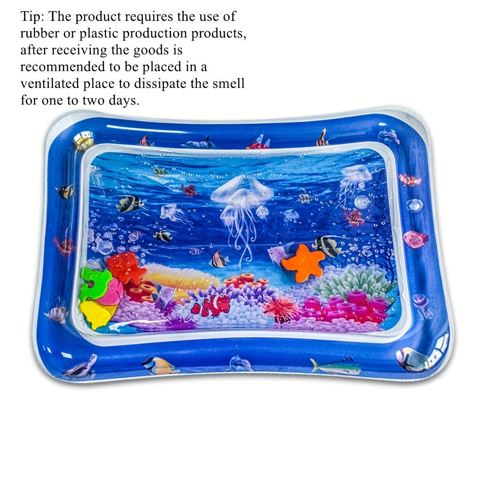 Experience the wonders of the deep sea with the COZYPANDA Ocean Adventure Play Mat! This PVC water pad features jellyfish and fish designs, providing a fun and interactive developmental toy for boys and girls. Give the gift of imaginative play with