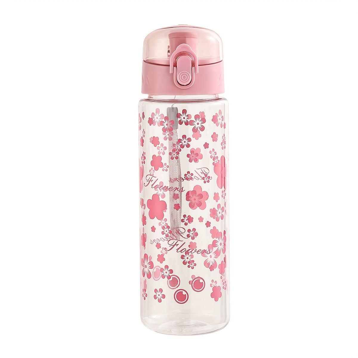 18.6oz water bottle with celestial design, portable and durable PC plastic, high-quality, PVC-free, black lid, white strap - ideal Valentine's gift