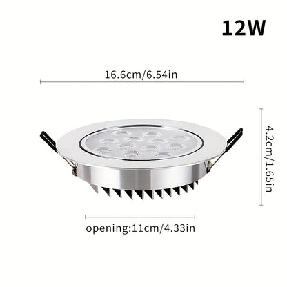 6 Ultra Bright LED Recessed Ceiling Lights: 3W/7W/12W, AC85-265V, Energy-Efficient with Metal Panels for Office, Mall, Hotel & Home Lighting.