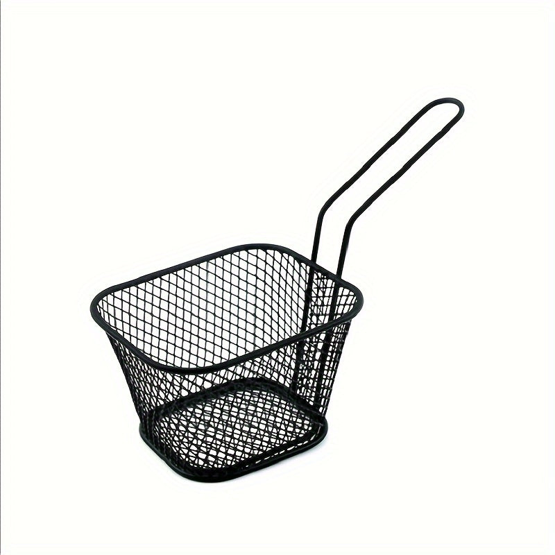 Durable stainless steel basket perfect for fried foods and drinks at kitchen and restaurant tables.