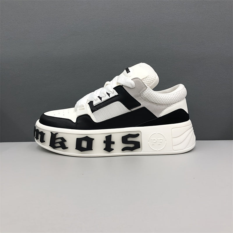 Men's platform skate shoes with lace-up low top design, ideal for street walking and casual activities. Features non-slip and comfortable sneakers for men.