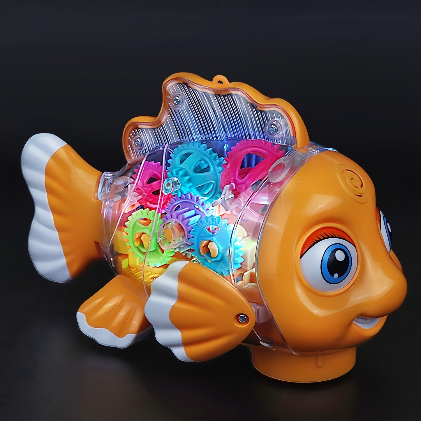 Kids' Clown Fish Swing Toy, Educational Light-Up Musical Transparent Swimming Fish Toy for Children, Perfect for Christmas, Halloween, and Festivals