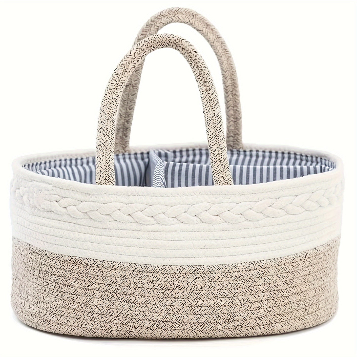 Baby Diaper Caddy: Convenient Nursery Storage Bin and Car Organizer for Diapers, Wipes, and More! Features Cotton Rope Basket Design for Changing Table Organization