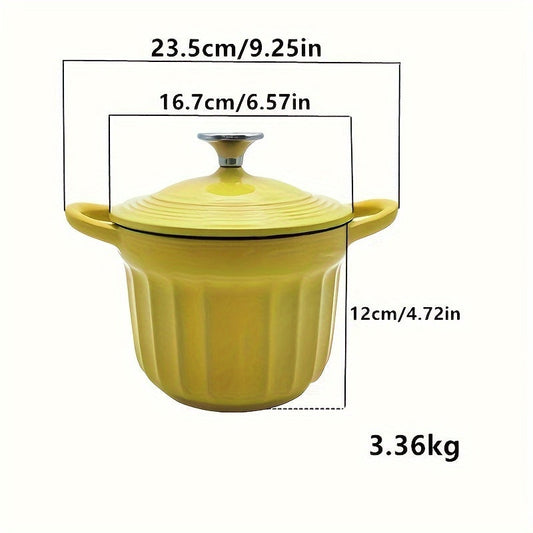 Enamel Cast Iron Dutch Oven Pot with Lid - Non-stick, Induction Compatible, Ideal for Stewing, Rice Cooking, and Soup Making - Durable Kitchen Cookware, 1 Piece