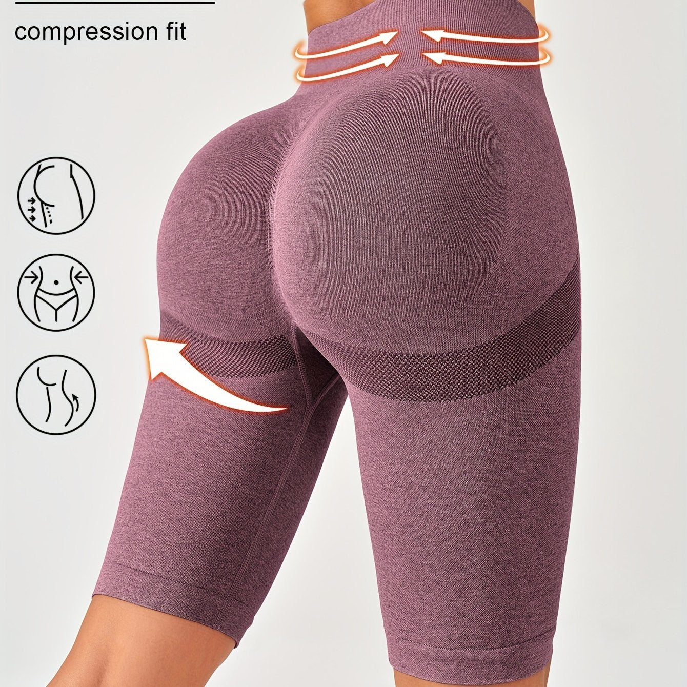 Solid color knitted yoga fitness pants for women with high waist, hip lift, and tight belly.