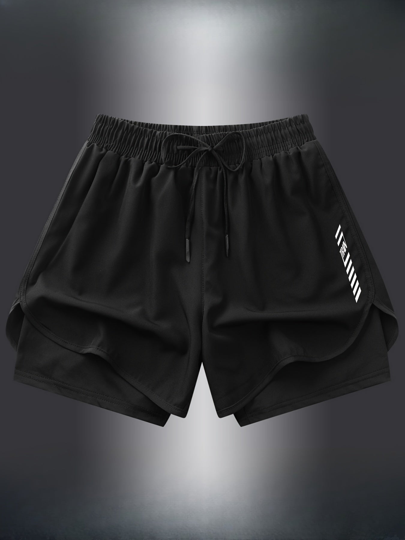 Stretchy, non-see-through men's athletic shorts with a fashionable 2-in-1 design for gym and running, machine washable.