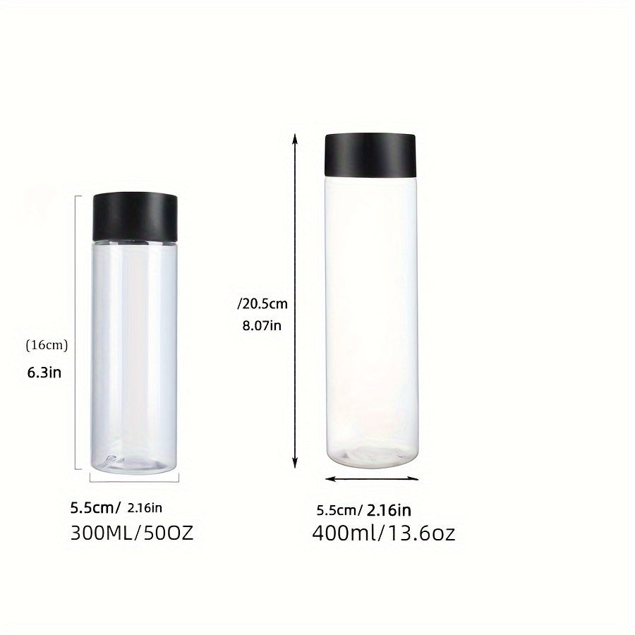 Six clear plastic sensory bottles with lids, each holding 10oz. These reusable water bottles are uncoated and perfect for classroom use, handmade crafts, and party supplies.