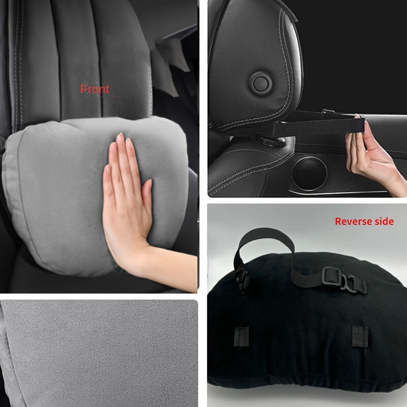 A luxurious Suede Fleece Headrest Lumbar Support Set for Car Seats - the ultimate comfort accessory for all car models.