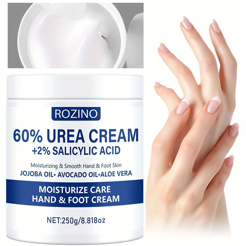 ROZINO 250g Urea Hand & Foot Cream with Salicylic Acid, Hypoallergenic Moisturizing Care, Smoothes Dry & Rough Skin, with Jojoba & Avocado Oil