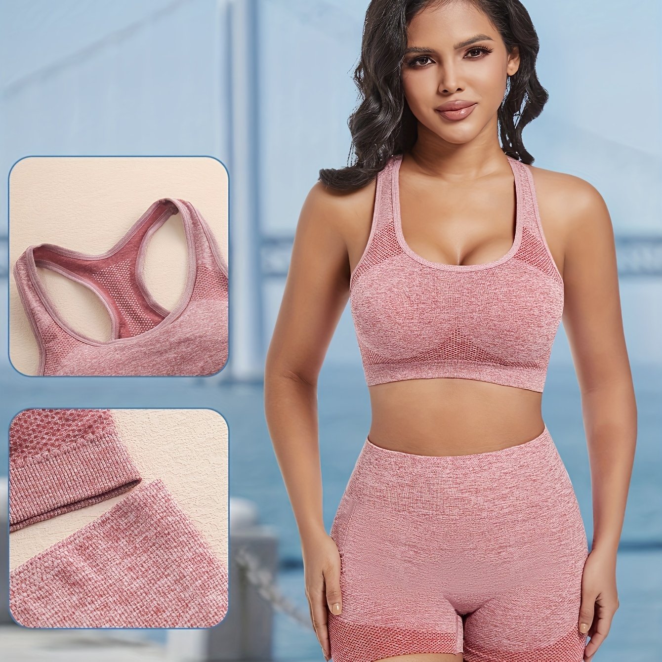 Fast-drying yoga sports underwear set for women, featuring shockproof and moisture-absorbing bra and panties.