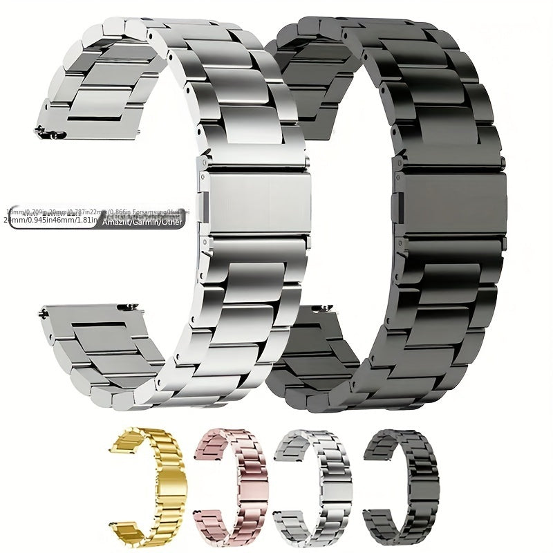 Stainless Steel Band in 20mm and 22mm, Compatible with Smartwatches and Traditional Watches