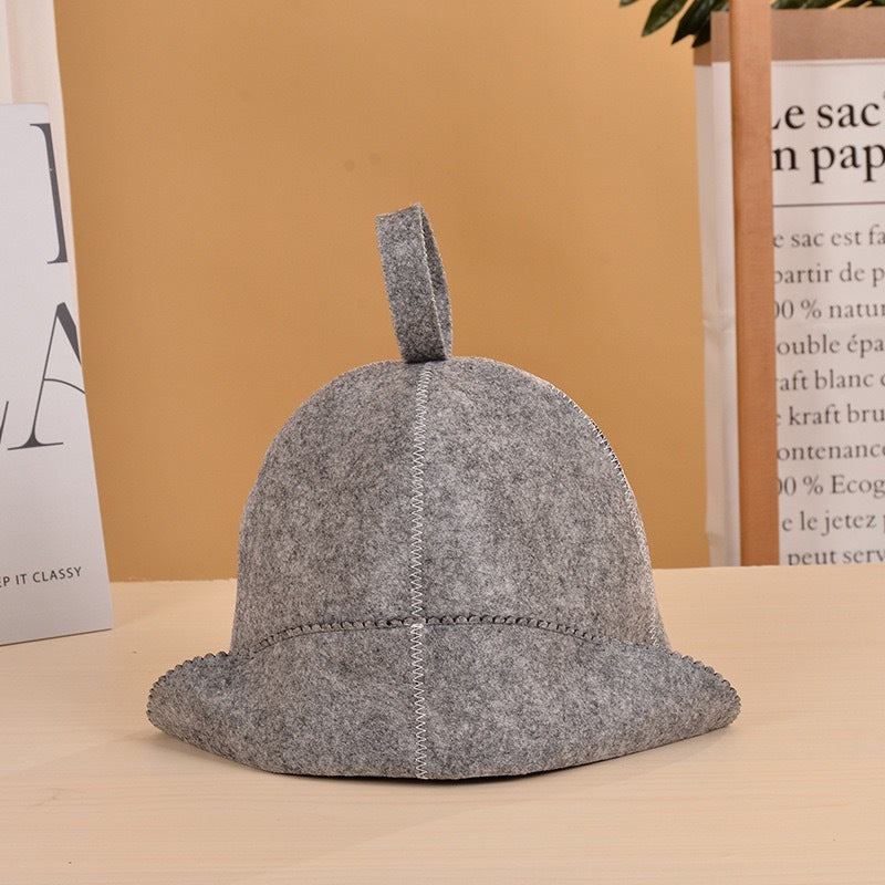 1pc Thick Wool Felt Sauna Hat - Insulating and Sweat Absorbent for Sauna Use