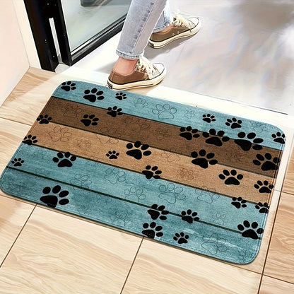 1-piece Dog Paw Print Area Pattern Entryway Mat, Fast-absorbing Quick Dry Bath Mat, Machine Washable Rug, Entryway Rug, Bath Mat, Dining Establishment, Family Room, Workplace, Home, Ornamental Rug, Ideal for Christmas