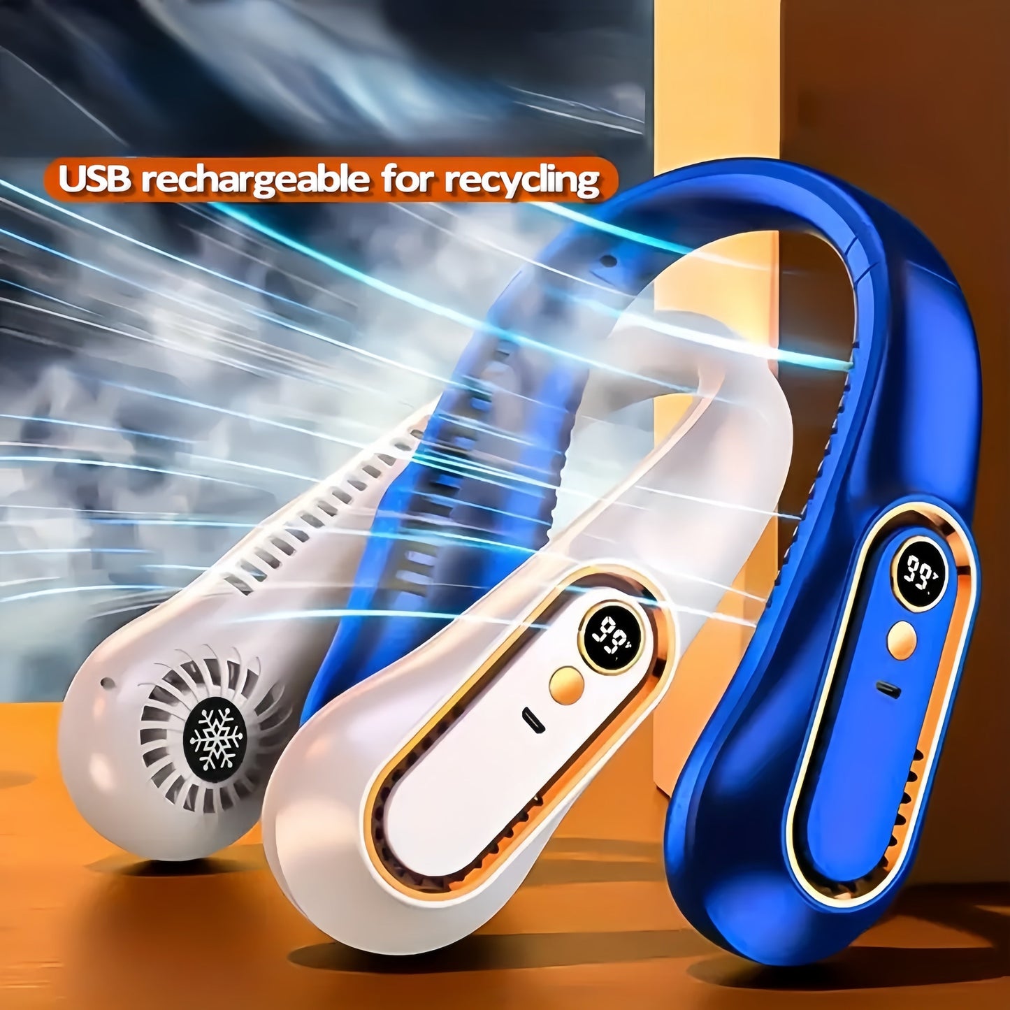 Tashqi faoliyatlar uchun ideal, LED displeyli Portativ Blade'siz Bo'yin Ventilyatori USB orqali zaryadlanadi va 5 tezlikda sozlanadigan havo sovutish funksiyasiga ega. Sport, lager, plyaj sayohatlari va sayohat uchun mukammal, yozgi sovg'a uchun ideal.