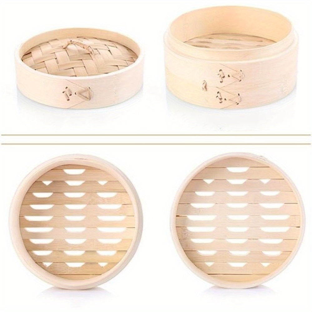 Set of 2 Bamboo Steamer Baskets - 30.48cm Non-Stick, Great for Cooking Dumplings, Rice, Dim Sum & More - Essential Kitchen Tool