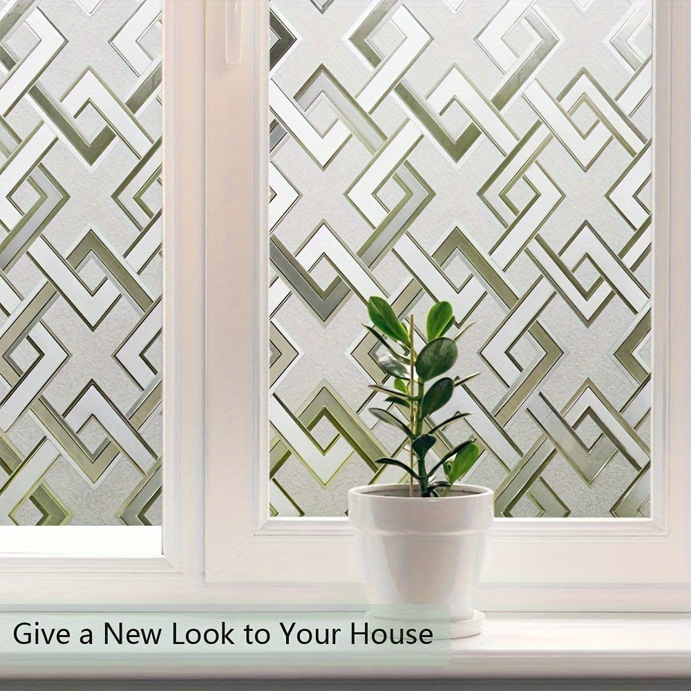 1 piece of 3D Glueless Window Film Vinyl with Diamond Pattern Window Stickers, perfect for decorating your Home, Door, Bathroom, Toilet, Office, Bedroom, or Living Room.