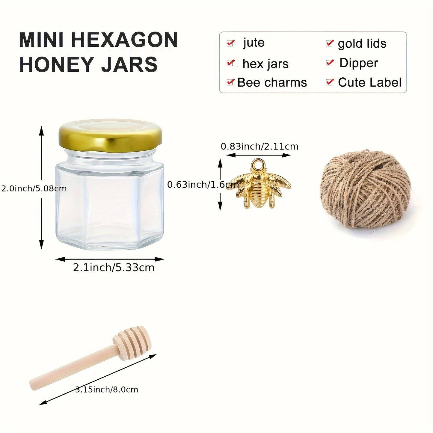 Stylish hexagonal glass jar with gold lid and wooden bucket ideal for preserving food and serving at events. Available in various packaging options for weddings, bridal gifts, and family gatherings. Also great for storing honey creatively.